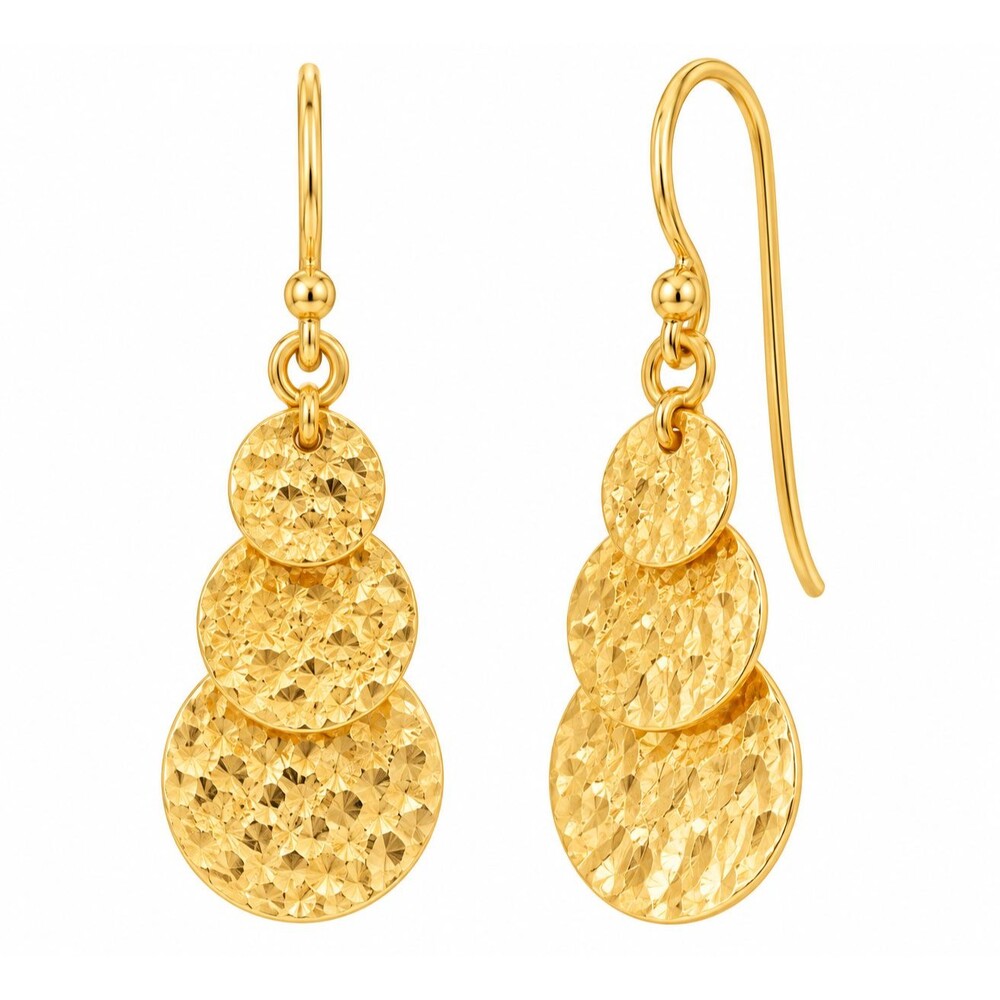 Silpada City Wind Chimes Earrings Retired Gold Tone Textured Disc Dangle 1.25"
